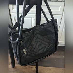 Gorgeous boho shoulder bag handbag leather new Nino Bossi black